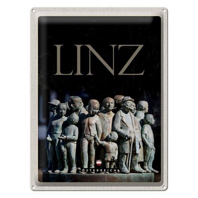 Targa in metallo da viaggio 30x40 cm Linz Austria Scultura Persone