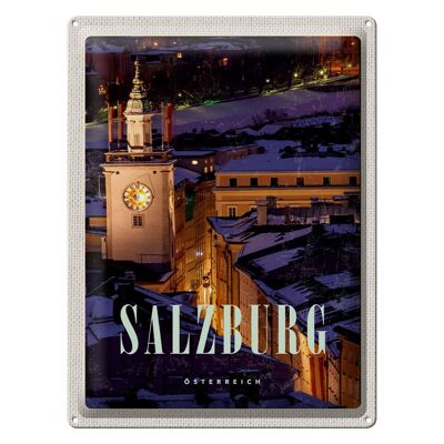 Blechschild Reise 30x40cm Salzburg Österreich Kirche Altstadt