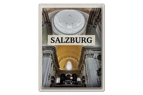 Blechschild Reise 30x40cm Salzburg Österreich Kirche von innen