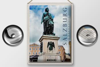Signe en étain de voyage 30x40cm, Sculpture de Mozart de Salzbourg, vieille ville 2