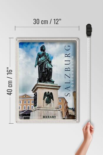 Signe en étain de voyage 30x40cm, Sculpture de Mozart de Salzbourg, vieille ville 4