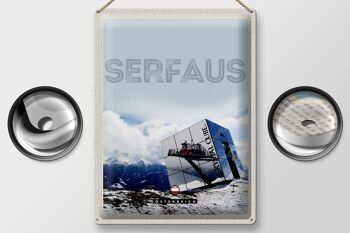 Plaque en tôle voyage 30x40cm Serfaus Autriche neige heure d'hiver 2