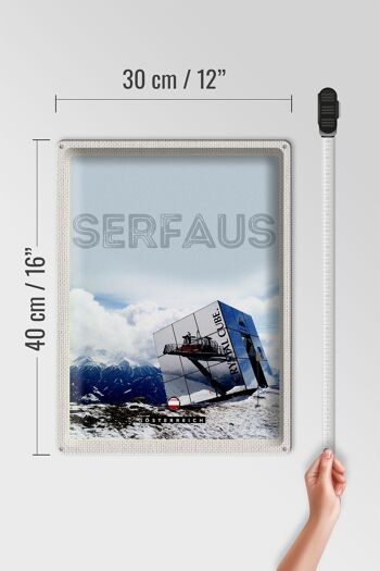 Plaque en tôle voyage 30x40cm Serfaus Autriche neige heure d'hiver 4