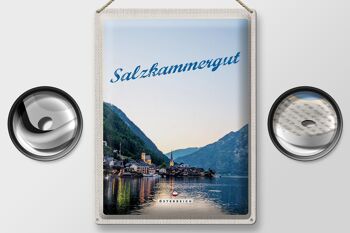 Plaque en tôle voyage 30x40cm Salzkammergut vue sur la ville 2