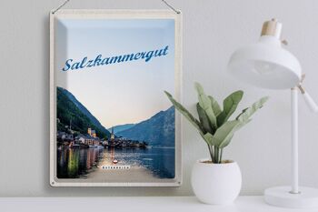 Plaque en tôle voyage 30x40cm Salzkammergut vue sur la ville 3