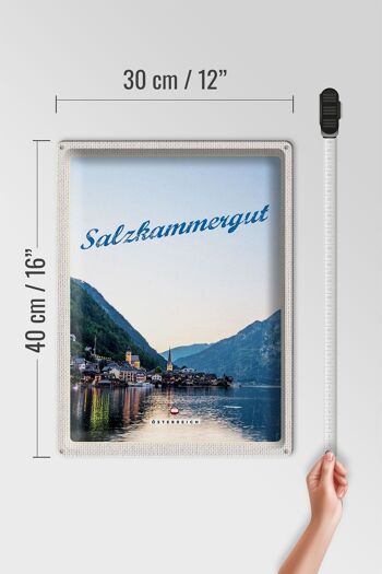 Plaque en tôle voyage 30x40cm Salzkammergut vue sur la ville 4