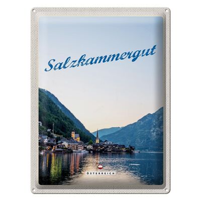 Plaque en tôle voyage 30x40cm Salzkammergut vue sur la ville