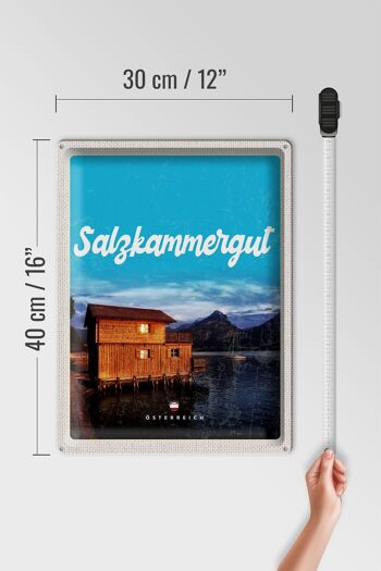 Plaque en tôle voyage 30x40cm Salzkammergut Autriche maison au bord du lac 4