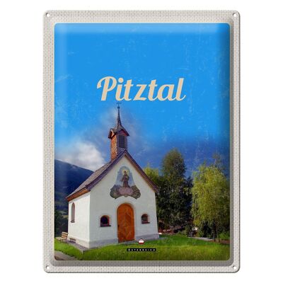 Targa in metallo da viaggio 30x40 cm Pitztal Chiesa Austria Vacanze nella natura