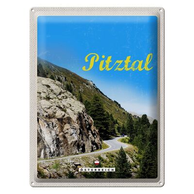 Tin sign travel 30x40cm Pitztal Austria forest nature mountains
