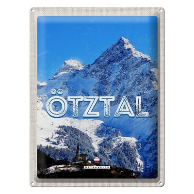 Targa in metallo da viaggio 30x40 cm Ötztal Austria Montagna Neve Inverno