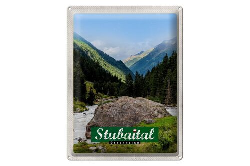 Blechschild Reise 30x40cm Stubaital Österreich Wanderung Natur