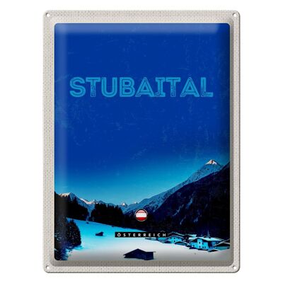Cartel de chapa viaje 30x40cm Stubaital Austria invierno nieve