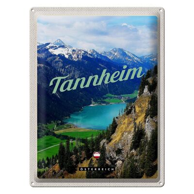 Cartel de chapa viaje 30x40 cm Bosques de Tannheim caminata lago vacaciones