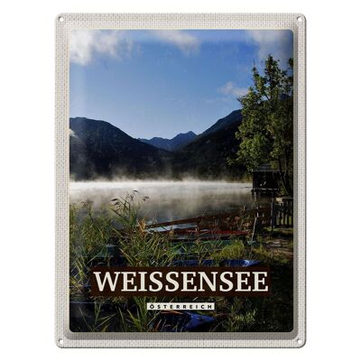 Targa in metallo da viaggio 30x40 cm Weißensee vacanza lago boschi natura