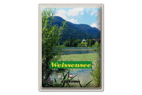 Blechschild Reise 30x40cm Weißensee Urlaub See schwimmen Natur