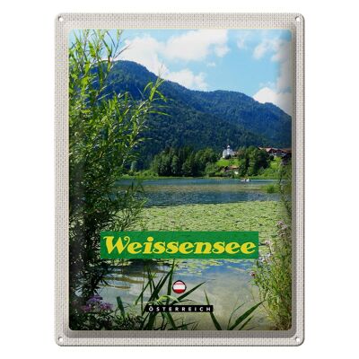 Blechschild Reise 30x40cm Weißensee Urlaub See schwimmen Natur