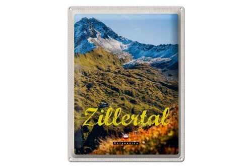 Blechschild Reise 30x40cm Zillertal Österreich Natur Berg Wälder