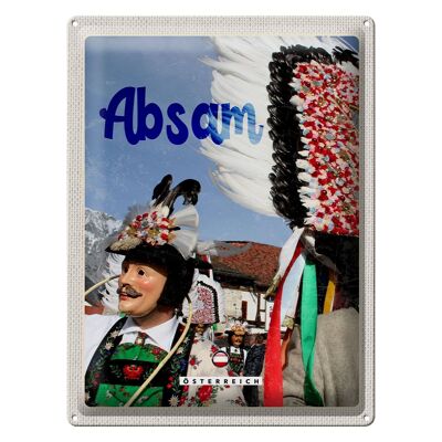 Cartel de chapa viaje 30x40cm Absam Austria desfile de carnaval Tirol