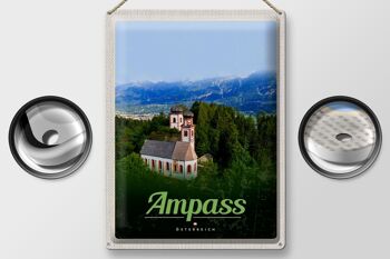 Panneau en étain voyage 30x40cm Ampass Autriche église dans la forêt nature 2