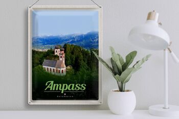 Panneau en étain voyage 30x40cm Ampass Autriche église dans la forêt nature 3