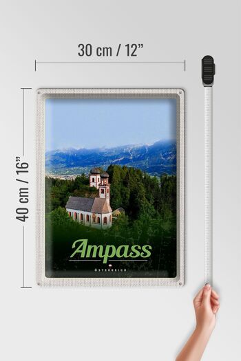 Panneau en étain voyage 30x40cm Ampass Autriche église dans la forêt nature 4