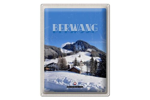 Blechschild Reise 30x40cm Berwang Österreich Schnee Skiurlaub