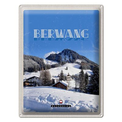 Cartel de chapa de viaje, 30x40cm, Berwang, Austria, nieve, esquí, vacaciones