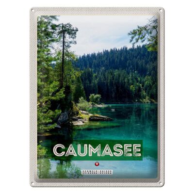 Cartel de chapa de viaje, 30x40cm, lago Cauma, Suiza, montañas, bosques, naturaleza