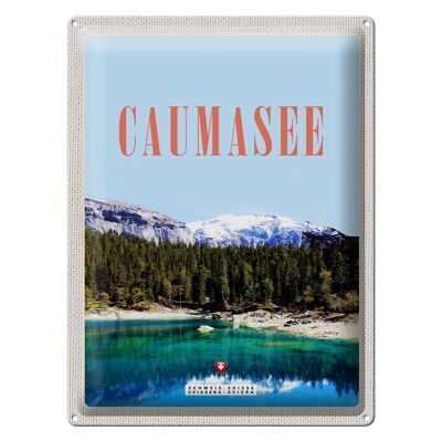 Cartel de chapa de viaje, 30x40cm, lago Cauma, Suiza, nieve, naturaleza, vacaciones