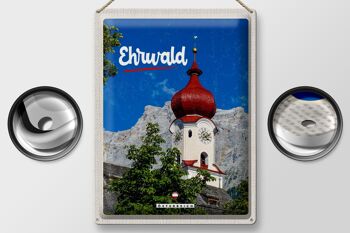 Plaque en tôle voyage 30x40cm Ehrwald Autriche église toit rouge 2