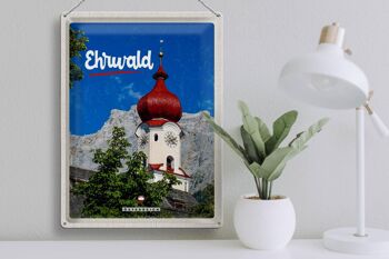 Plaque en tôle voyage 30x40cm Ehrwald Autriche église toit rouge 3