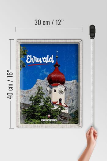 Plaque en tôle voyage 30x40cm Ehrwald Autriche église toit rouge 4