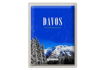 Panneau en étain voyage 30x40cm Davos hiver vacances de ski tour d'hiver 1