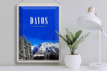 Panneau en étain voyage 30x40cm Davos hiver vacances de ski tour d'hiver 3