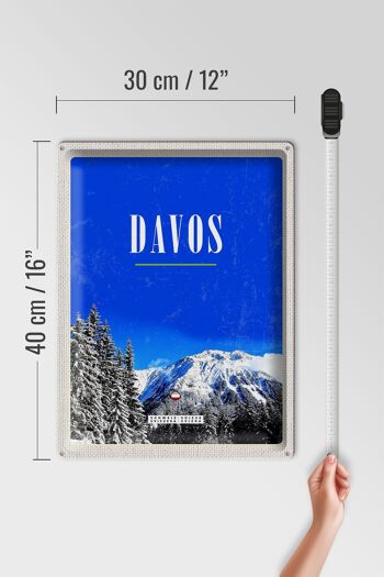 Panneau en étain voyage 30x40cm Davos hiver vacances de ski tour d'hiver 4