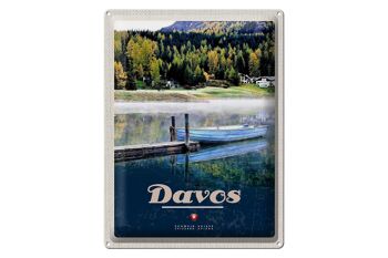 Panneau en étain voyage 30x40cm, Davos, suisse, randonnée sur le lac, vacances 1