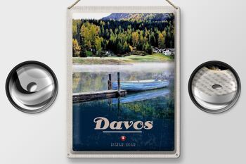 Panneau en étain voyage 30x40cm, Davos, suisse, randonnée sur le lac, vacances 2