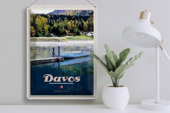 Panneau en étain voyage 30x40cm, Davos, suisse, randonnée sur le lac, vacances 3