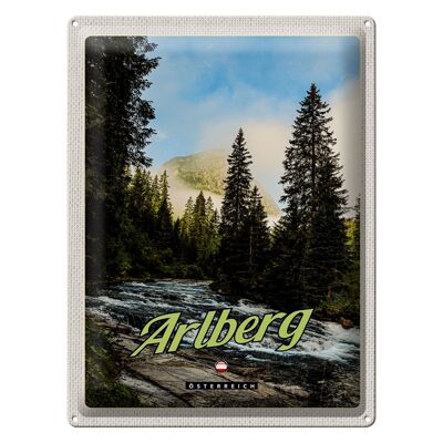 Cartel de chapa viaje 30x40cm Bosques de Arlberg flujo de cascada