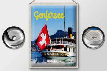 Panneau en étain voyage 30x40cm, lac Léman, Suisse, Lasuisse Ship Tour 2