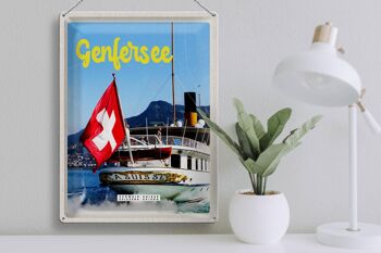 Panneau en étain voyage 30x40cm, lac Léman, Suisse, Lasuisse Ship Tour 3