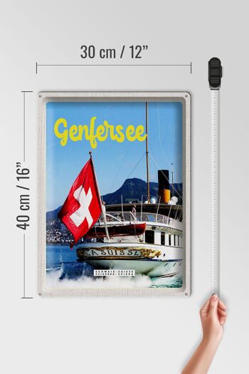 Panneau en étain voyage 30x40cm, lac Léman, Suisse, Lasuisse Ship Tour 4
