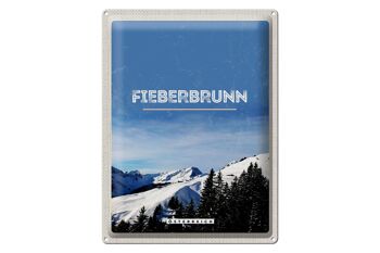 Panneau en étain voyage 30x40cm, Fieberbrunn, autriche, Ski d'hiver 1