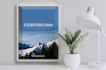 Panneau en étain voyage 30x40cm, Fieberbrunn, autriche, Ski d'hiver 3
