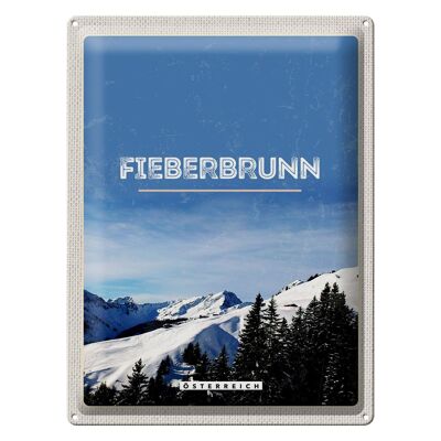 Blechschild Reise 30x40cm Fieberbrunn Österreich Winter Ski