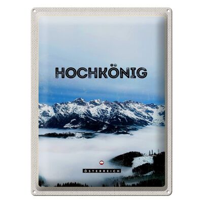 Targa in metallo da viaggio 30x40 cm vista sulle montagne Hochkönig invernali