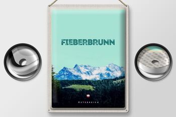 Plaque en tôle Voyage 30 x 40 cm Fieberbrunn Autriche Randonnée en forêt 2