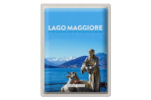 Blechschild Reise 30x40cm Lago Maggiore Schweiz Skulptur Ziege