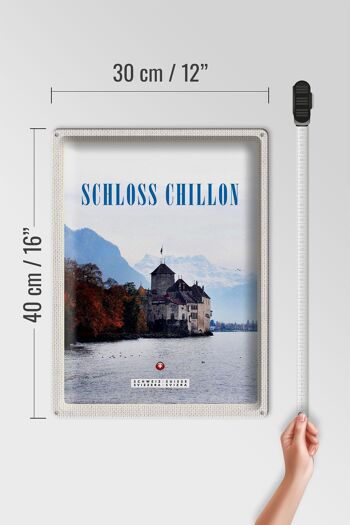 Plaque en tôle voyage 30x40cm Vue du Château de Chillon Lac Léman 4